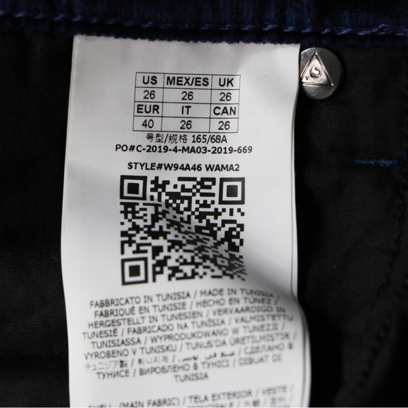 Guess 1981 Skinny High-Rise Velvet Pants Women’s Size 26 Navy Blue NWT - Picture 9 of 9